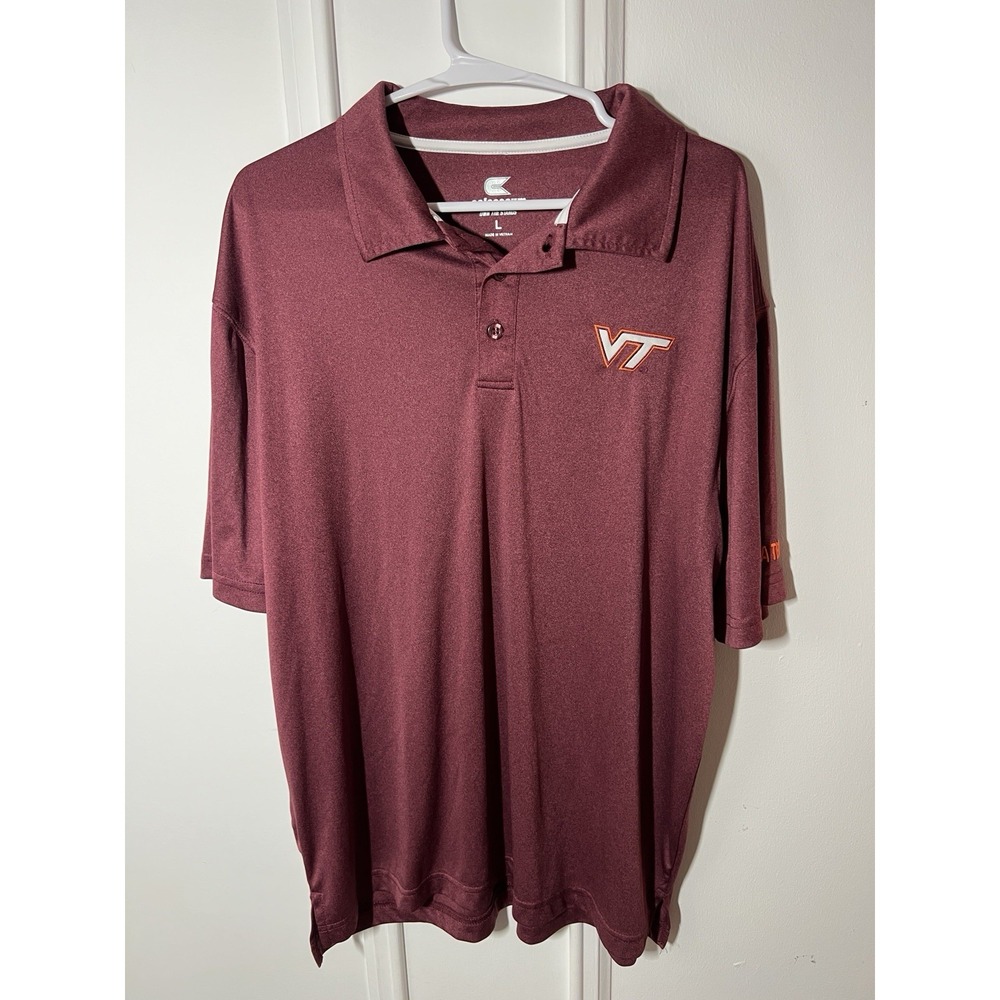 Colosseum Virginia Tech Hokies Polo Mens Large Maroon VT NCAA Golf Shirt